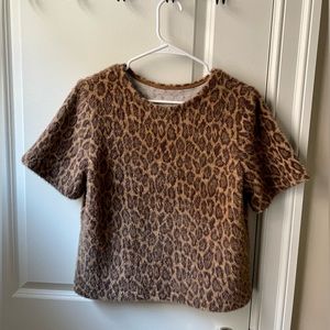 Leopard print sweatshirt with short sleeves